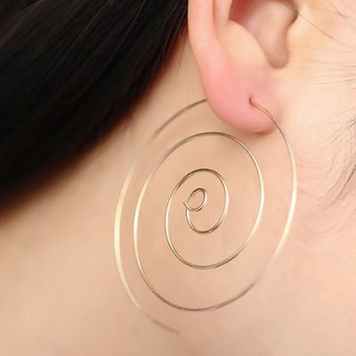Damen-Ohrringe, romantisch, versilbert, vergoldet, runde Spiralform-Ohrringe