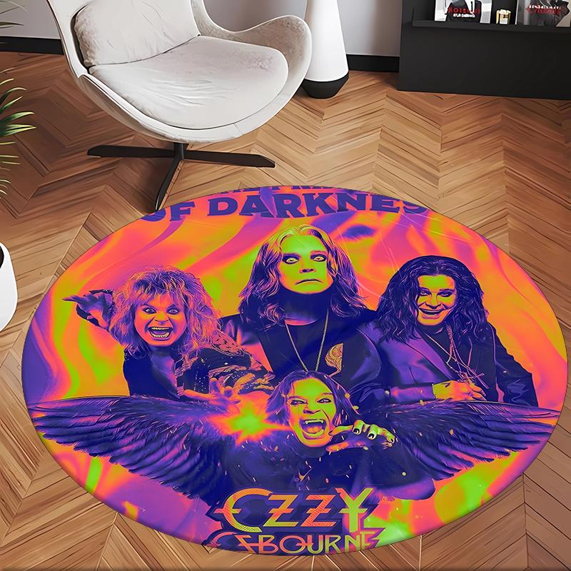 Ozzy Osbourne (1) Rund kontormåtte Dekorativ gulvmåtte til kontor, soveværelse, stue og hjemmerum