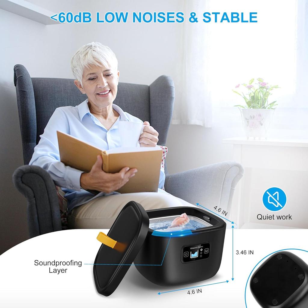 Ultrasonic Retainer Cleaner for Invisalign, Denture, Mouth Guard, Aligner, Toothbrush Head, 43kHz Newly Upgraded Ultrasonic Retainer Cleaner Machine,