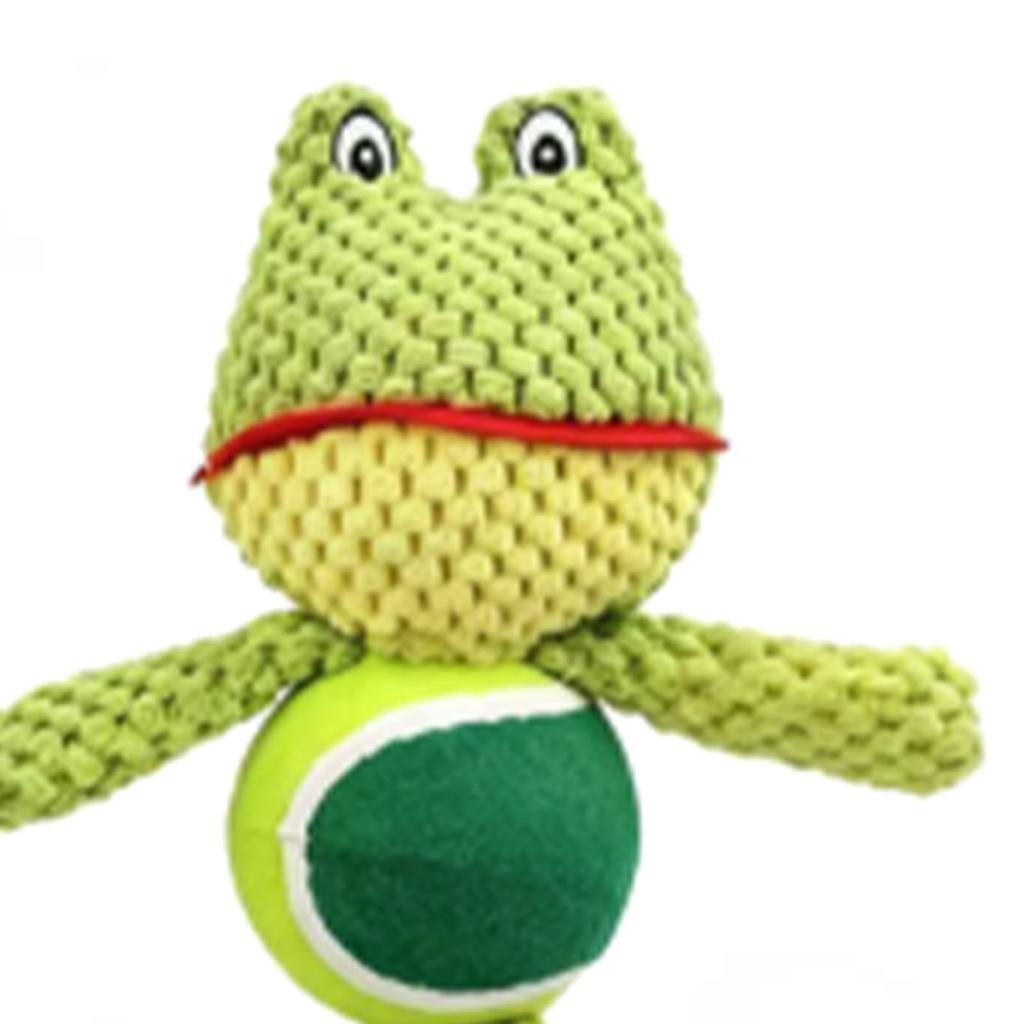 Puppy Teething Toy Green Frog Squeaky Plush Puppy Teeth Chewing Toy with Rope for Home 1PC