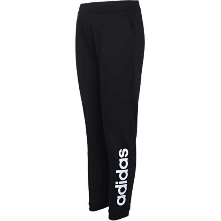 adidas Spodnie sportowe damskie dzianinowe wygodne miękkie proste z nadrukiem literowym ze średnim stanem czarne CV7573