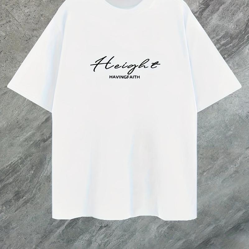 

Script Print T-Shirt,Lightweight Summer T-Shirt Breathable Cool, Comfortable Wear XXL белый