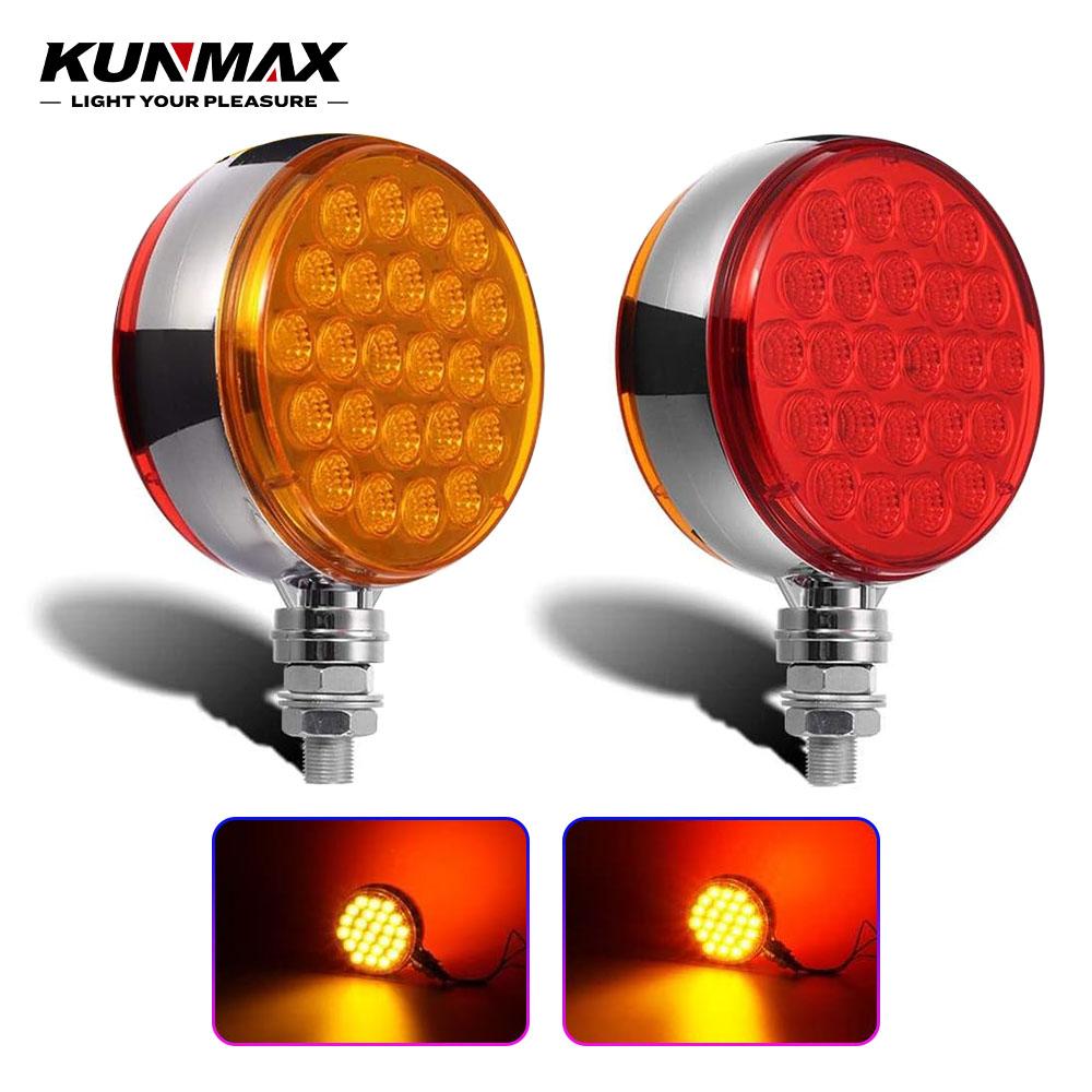 48LED Double Face Single Stud Mount Side Marker Reflective Sealed Light Marker Light Side Brake Light For Heavy-duty Trucks