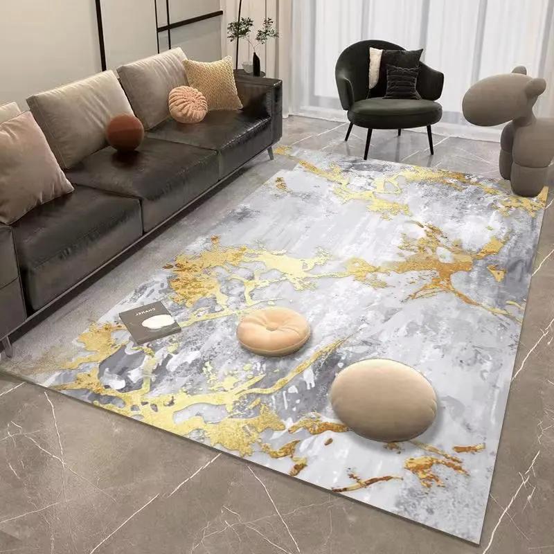 Luxury Nordic Flannel Carpets for Living Room Sofa Beside Texture Decoration Bedroom Rug Large Size Non-slip Washable Lounge Mat