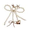 Elegant Pearls Bowknot Starfish Pendant Keychain Lightweight PVC Plastic Beaded Phone Charm For Women Gift