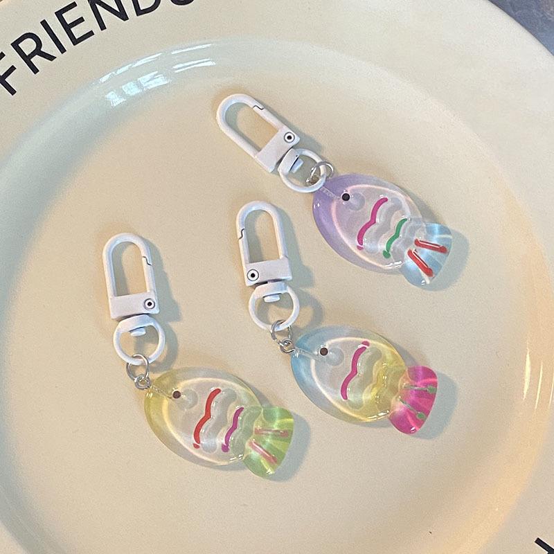 Ice Transparent Colorful Fish Keychain Gift Kawaii Lanyard Trinket