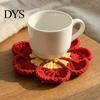 Absorbent Tableware Pads Handmade Crochet Flower Coasters for Drinks, Thermal Insulation Table Mat Cute Desk Decor Accessories Coffee Mugs And