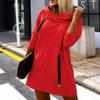 Plus Size Women Winter Warm Hooded Zipper Pullover Long Sleeve Casual Plush Hoodie Solid Color Strap Decor Design