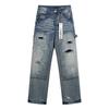 Tide Brand Washed Vintage Distressed Ripped Craft Stretch Jeans Wide Legs American High Street Style Tide