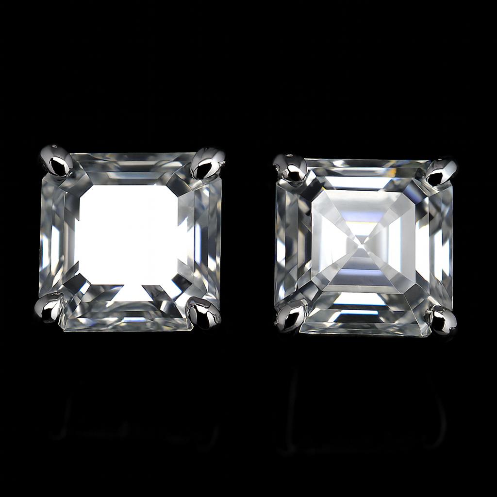 Synthetic Moissanite 15 Ct Square Cut Beautiful White Earring Pair For Gift