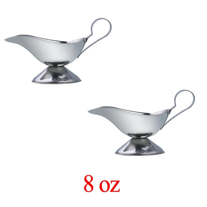 1 Pcs 3 5 8 Oz Silver Gravy Boats Beefsteak Gravy Sauce Boat Container Plate Tableware-in Gravy Boats for Home