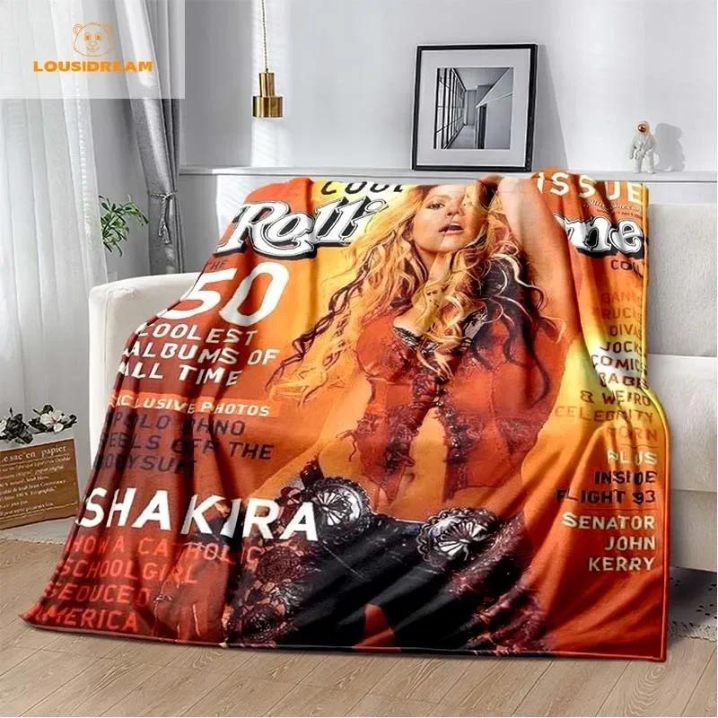 Mode Shakira Merch Pop Kvinnlig Sångare Tryck Flanellfilt Stjärnkonst Bärbar Hem Resa Kontor Vilopaus Julklapp