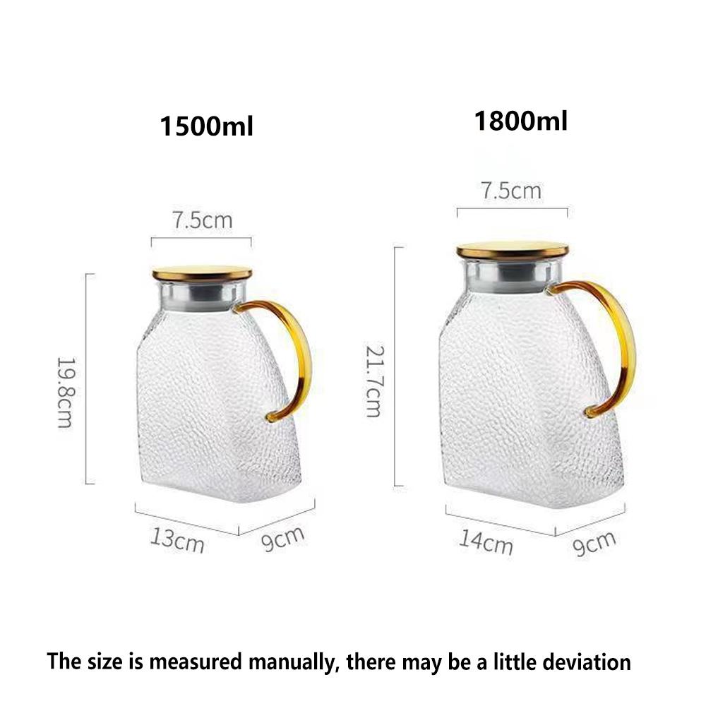 1,8L/60oz Glas-Wasserkanne mit Griff und Deckel Kühlschrank-Wasserkanne für Kalt- und Heißwasser Eistee Saft Kaffee Milch Getränke
