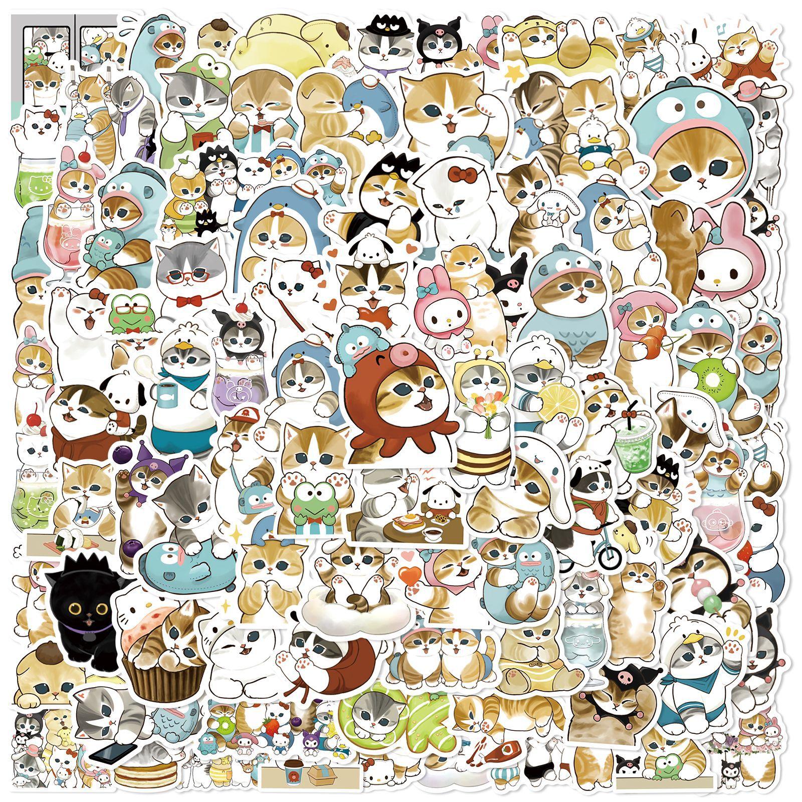 

100 шт. Sanrio Mofusand Кот Милый Мультяшный Граффити Наклейки DIY Телефон Гитара Ноутбук Блокнот Чемодан Водонепроницаемая Наклейка Игрушка для Детей