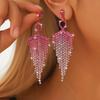 2PC Women's Fashion Claw Chain Colorful rhinestone tassel Earrings Tourism Carnival Banquet Party Festival Dress up Gift