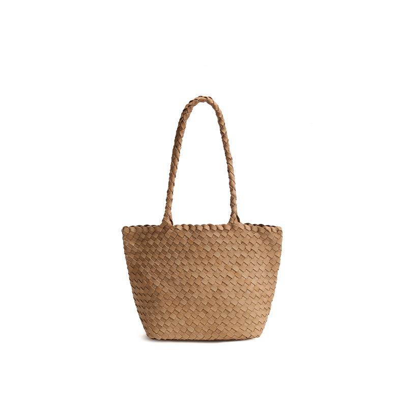 2026 Autumn and Winter New Tree Paste Plant Soft First Layer Cowhide Handbag Hand-woven Versatile Single Shoulder Oblique Span Bag Women