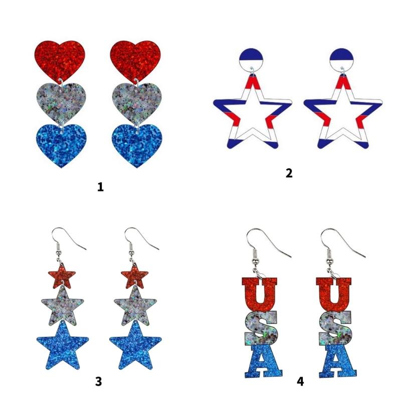Modern Striped Heart Star Letters Earrings Comfortable Acrylic Jewelry Fashion Ear Accessories For Sensitive Ears
