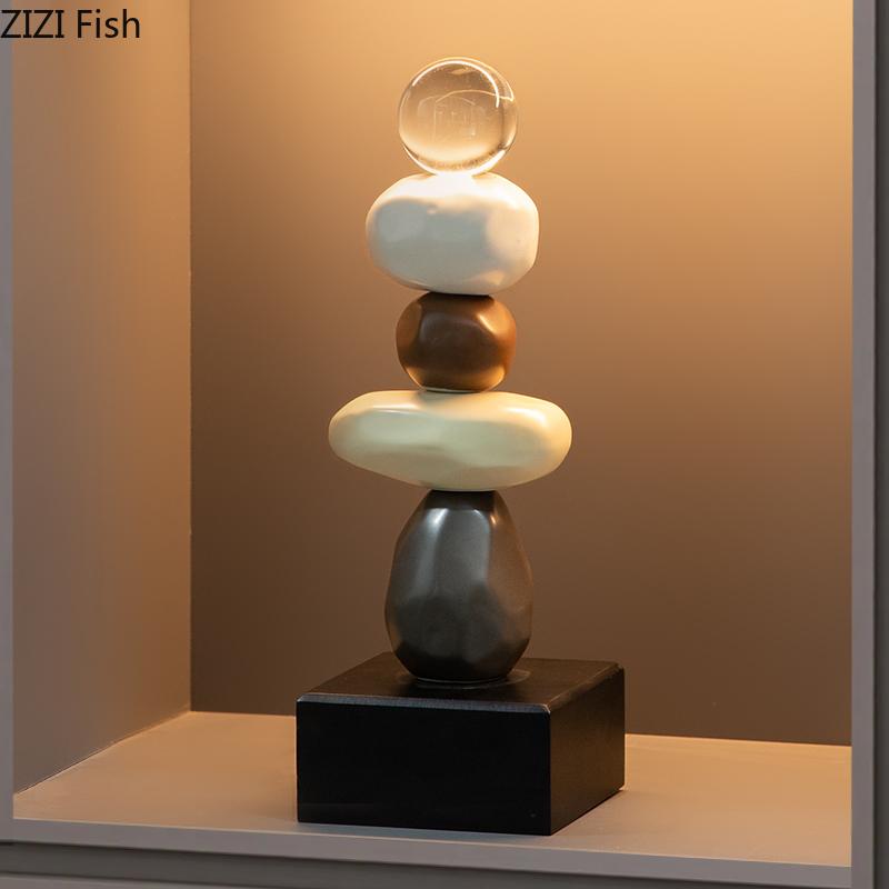 Creative Stone Stacking Statue Ornaments Desk Decoration Abstract Crafts Minimalist Rock Pile Sculpture Room Aesthetic Decor
