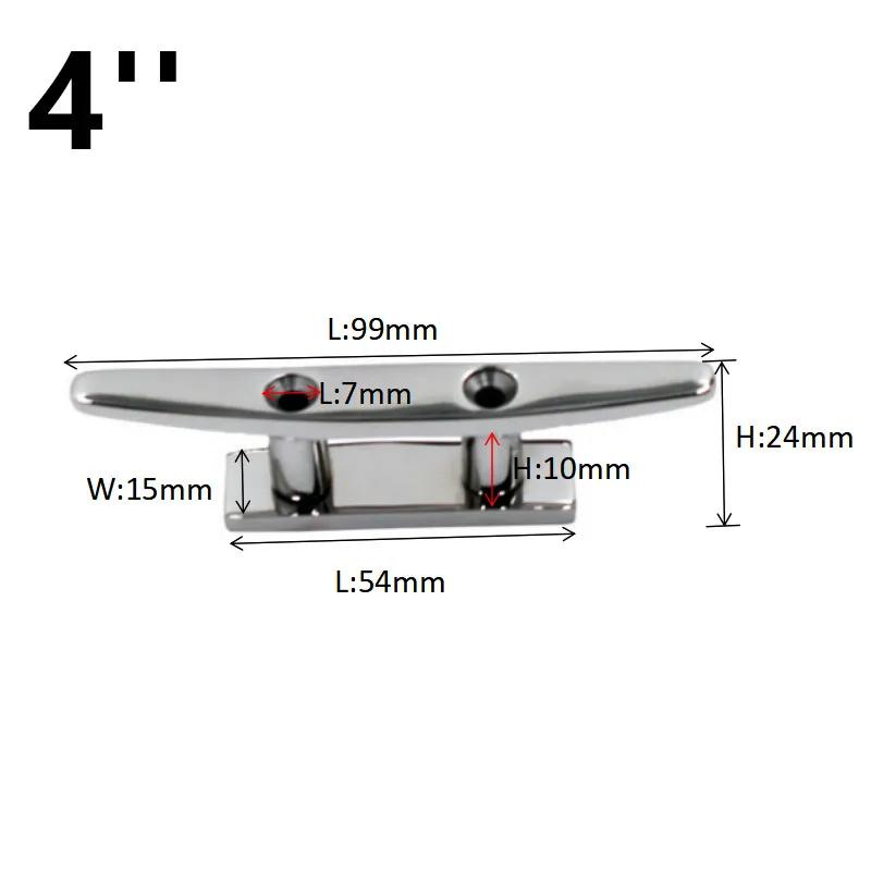 4" 5" 6" 8" Low Flat Cleat  316 Stainless Steel 2 Hole Hardware boat cleats For Marine Boat Deck Rope Tie yacht accessories