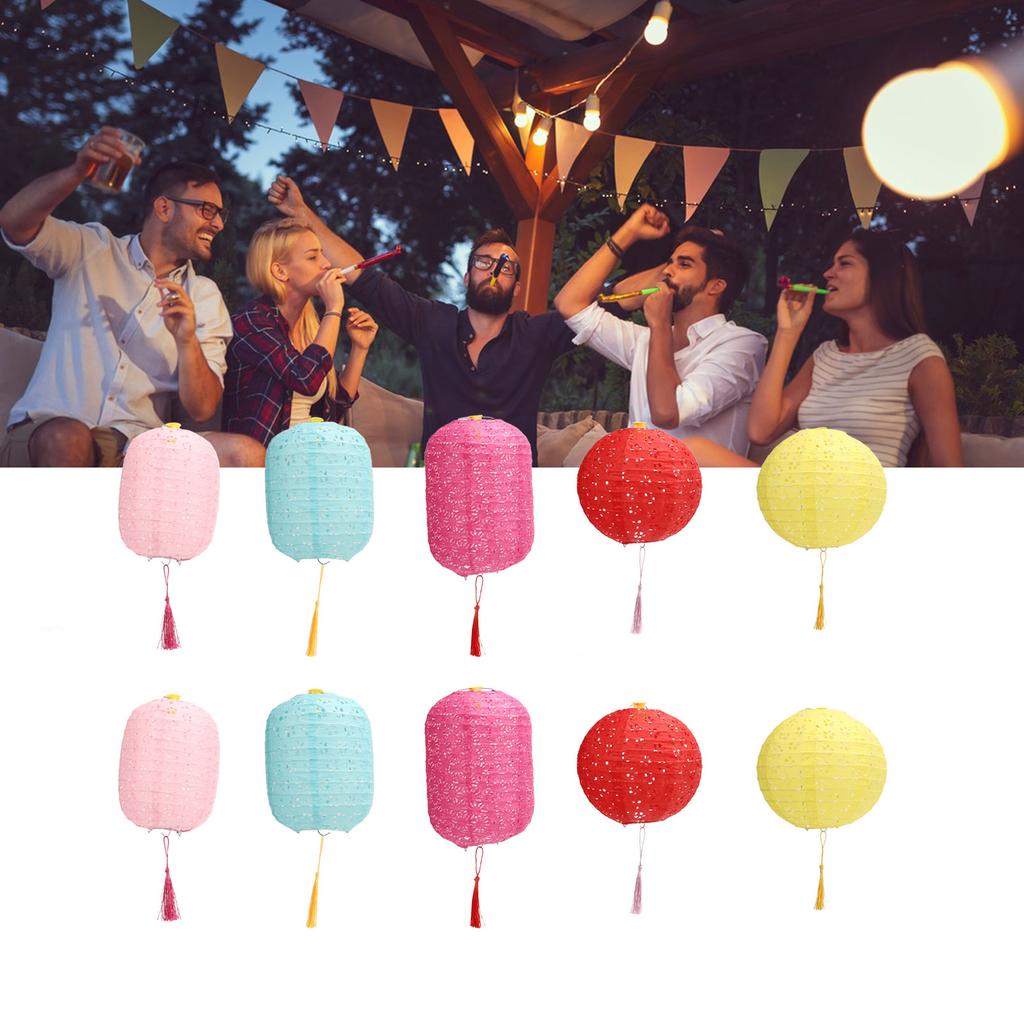 Chinese Paper Lanterns 5.9in Diameter Waterproof Widely Used Rich Colors Light  Round Paper Lanterns 10 Sets for Garden