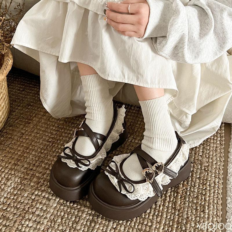 Fashionable Versatile High Heels Elegant Minimalist Women's Shoes Spring New Round Toe Thick Soled Butterfly Cute Single Shoes