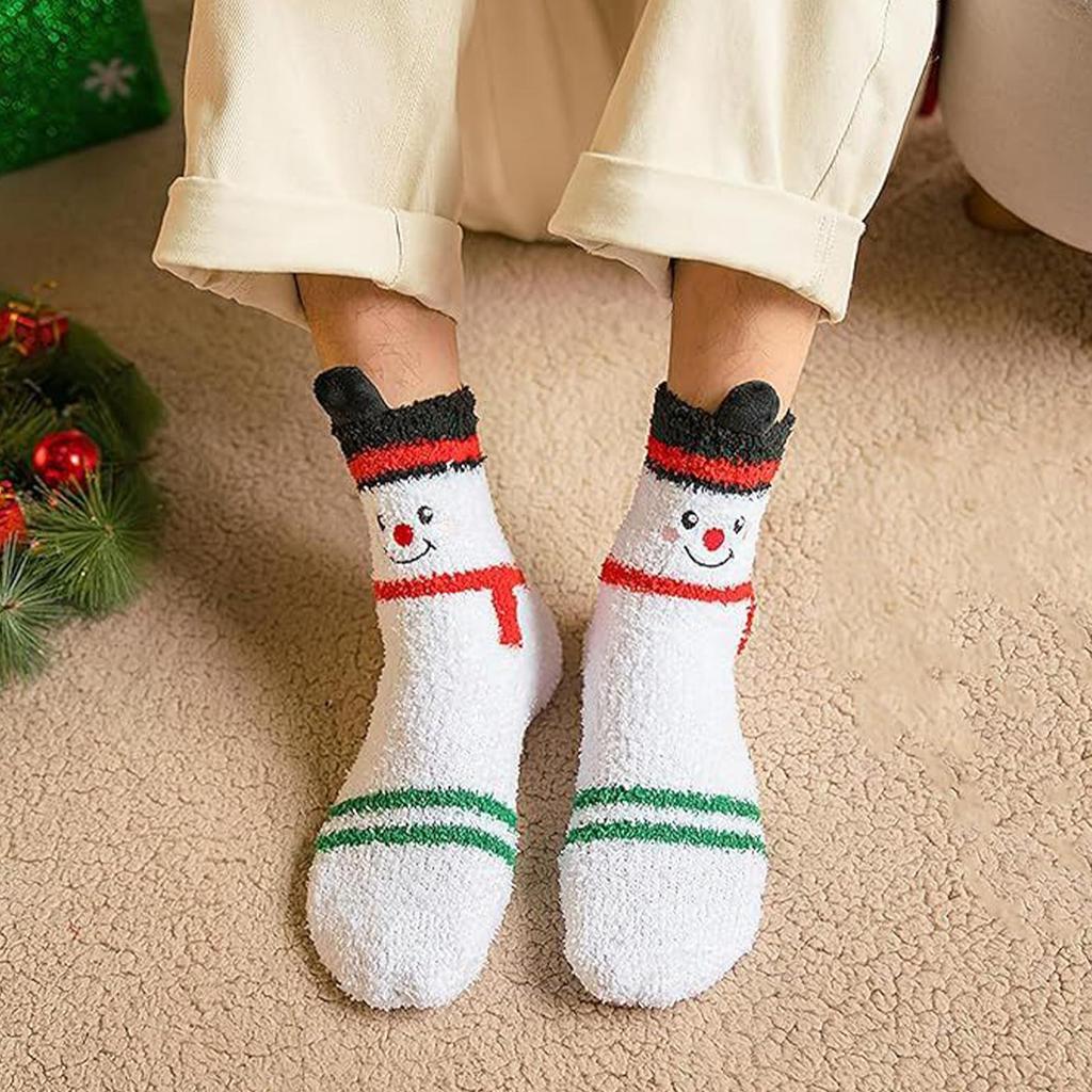 3 Pairs Fuzzy Socks 3D Warm Thick Soft Slipper Socks Christmas Stockings for Women Men Teens Girls Boys Holiday Party Favors
