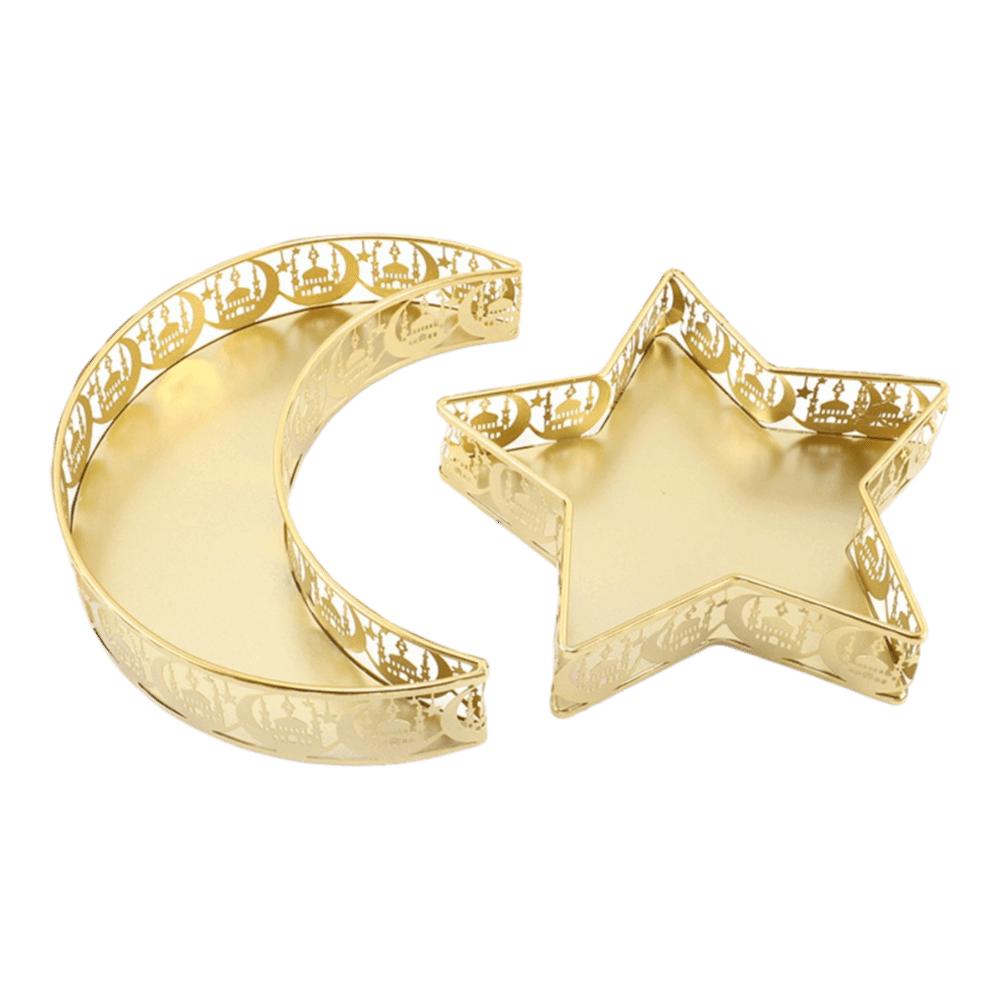 Gold Color Dessert Tray Moon Star Shaped Food Storage Container Fashion Dinner Plate  Table Decor
