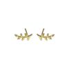 14K Gold-Plated Sterling Silver Leaf and Branch Stud Earrings - Japanese & Korean Style