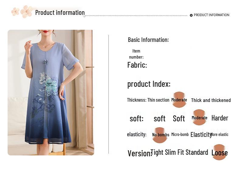 Elegant Chiffon Qipao Dress for Middle-Aged Women - Stylish Mid-Length Summer Design