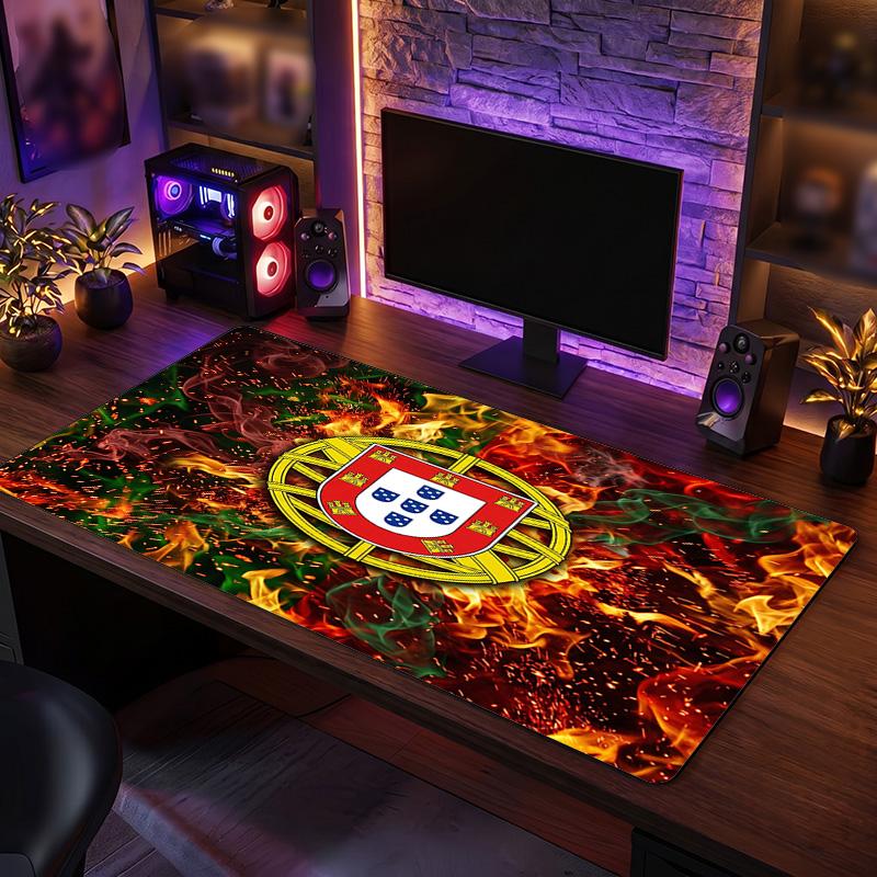 Portugal Football Crest Mouse Pad, Extended Non Slip Rubber Desk Mat for Gaming Office Laptop Fan Gift