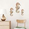 3Pcs Seahorse Wooden Wall Hanging Set, Hawaiian Beach Style, Boxwood Crafted Tropical Party Decor, Coastal Home Bath Ornament, Gift for Beach Lovers