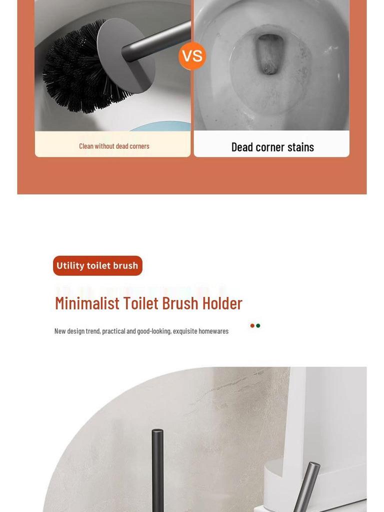 Space Aluminum Wall-Mounted Toilet Brush Set - No Dead Angle, Punch-Free Cleaning Solution