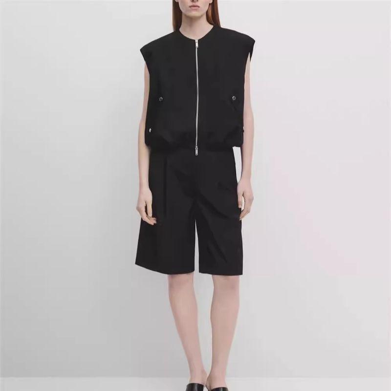 Spring New Women's Clothing Versatile round Neck Snap Button Design Loose Suit Vest 6745807 6737821