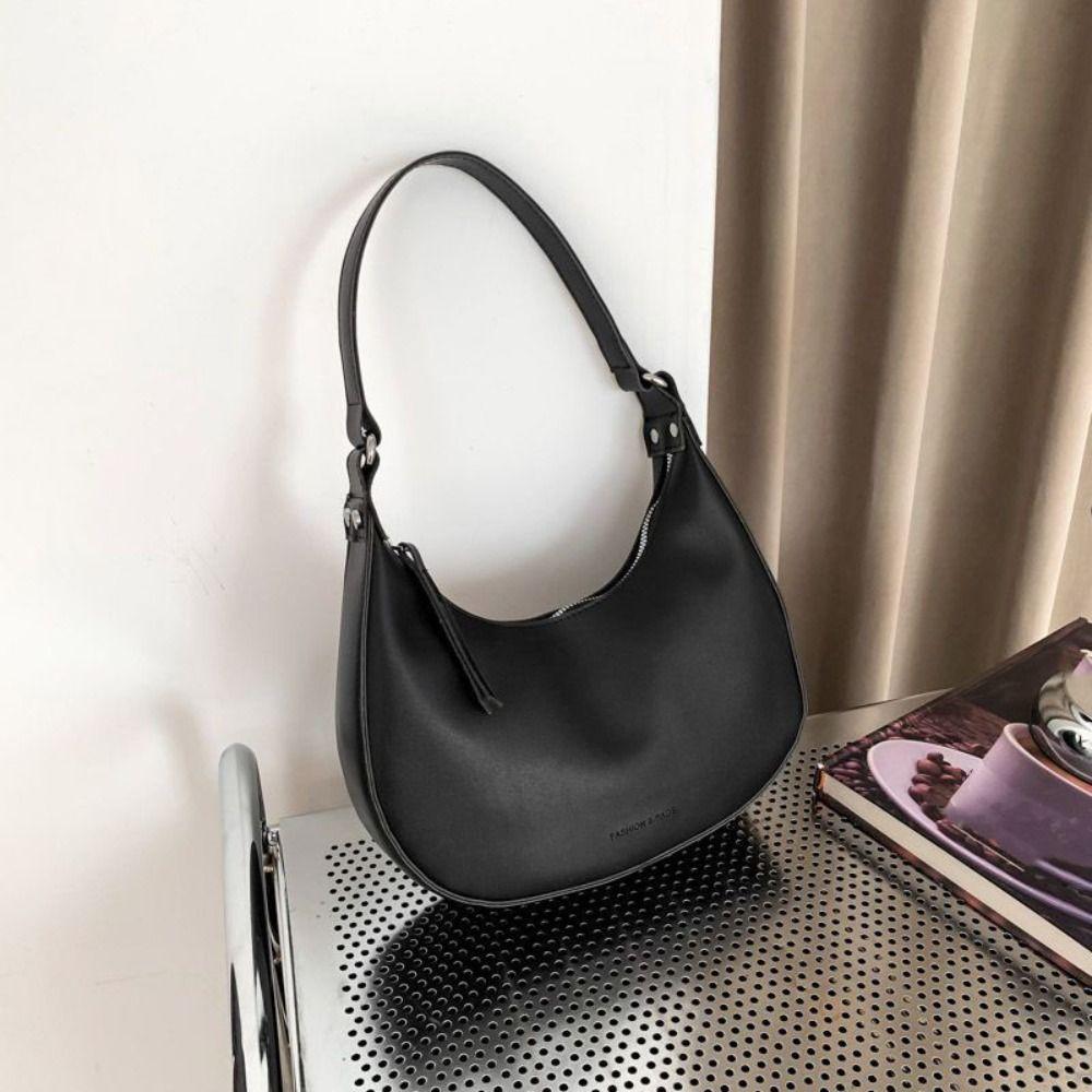 PU Leather Retro Underarm Bag Vintage Women's Armpit Bag Korean Half Moon Shoulder Bag  Party