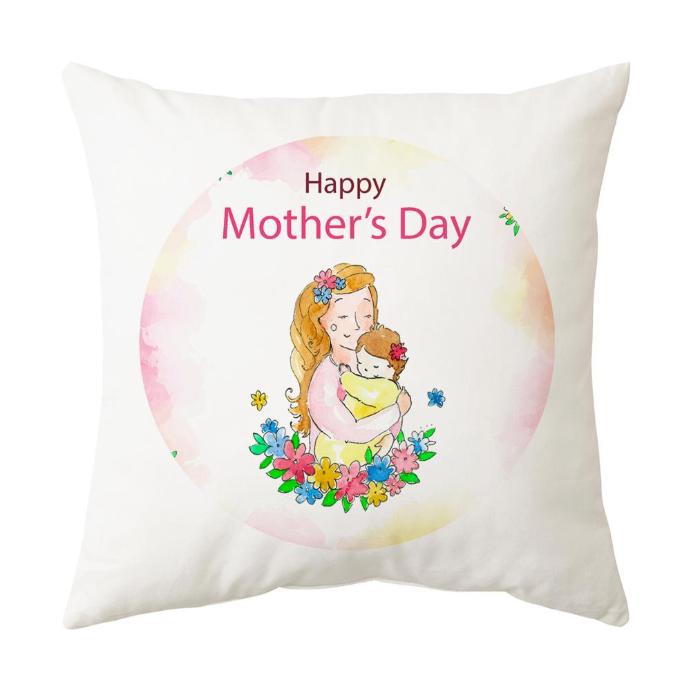 Mother's Day Pillowcase Single-sided Printed Cushion Cover Sofa Pillow Peach Skin Velvet Linen Pillowcase