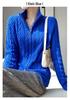 Women's Wool Zipper Knit Cardigan Sweater with Lapel