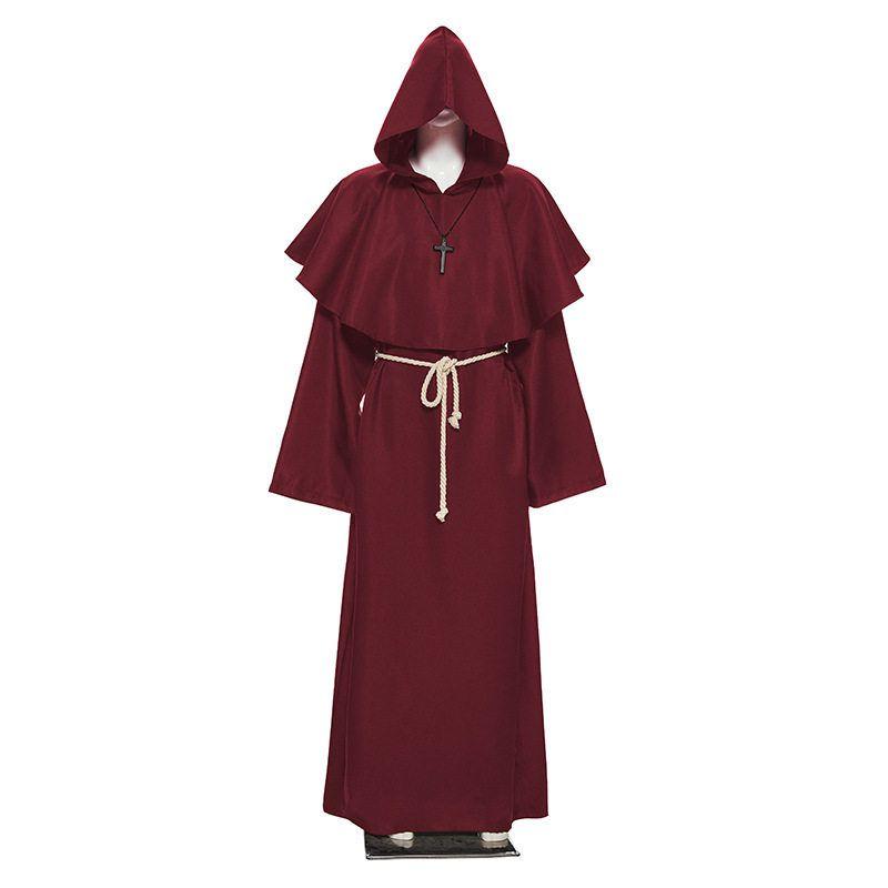 Halloween Cosplay Antikes Kostüm Mittelalterliche Mönchskutte Zaubererkostüm Priesterkostüm Set Rollenspiel