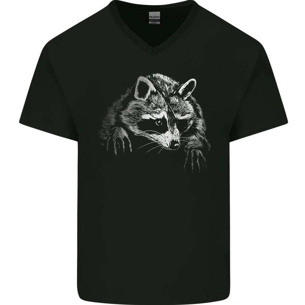 A Raccoon with an Eyepatch Mens VNeck Cotton T-shirt XXXL