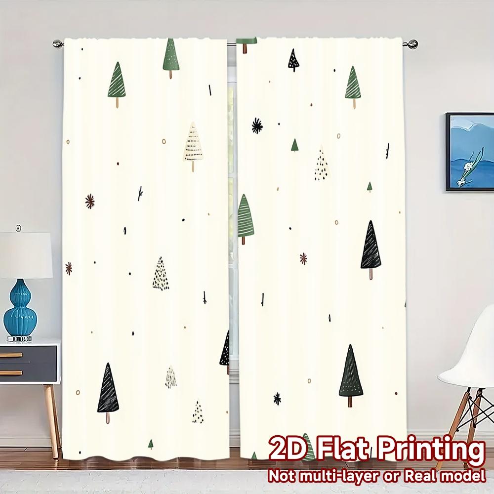 

2pcs,Curtains Cute Christmas Trees_a (3) Chic Pattern Curtains Fabric Curtains Holiday Ldeal for Bedroom & Various Living Spaces 52.50×116.00 CM 2pcs