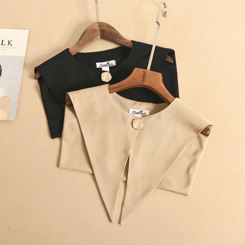 

Preppy Navy Collar Sleeveless Button-Up Dickey Shawl хаки