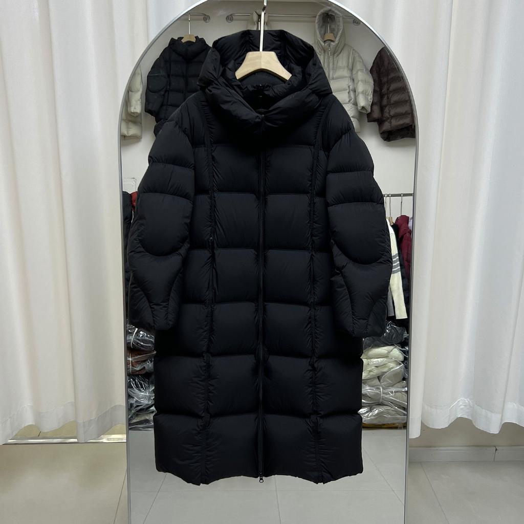 White Duck Down Puff Down Jacket Women's Medium and Long Over-knee Thickened Hooded Winter New Loose Warm Jacket