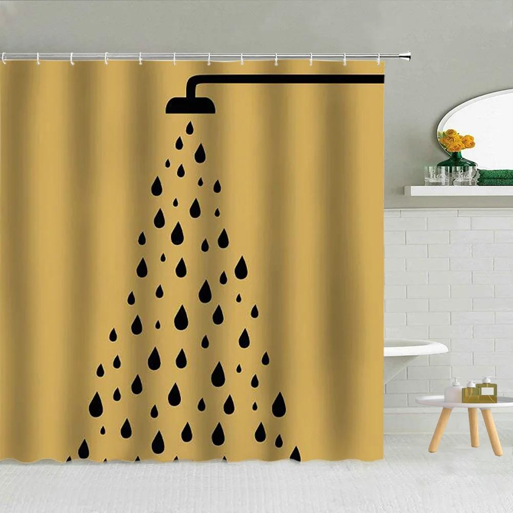 

Simple Black White Raindrop Shower Curtain Geometry Water Droplets Pattern Polyester Fabric Bathroom Hanging Curtains Home Decor W60H190(CM)-1 Pcs
