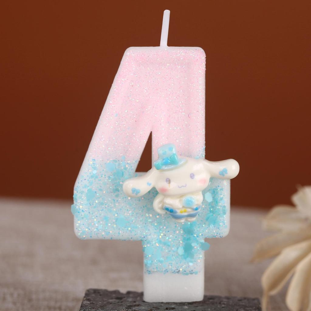 Handmade Big-Eared Rabbit Cake Topper: Sequin Number Birthday Party Candle