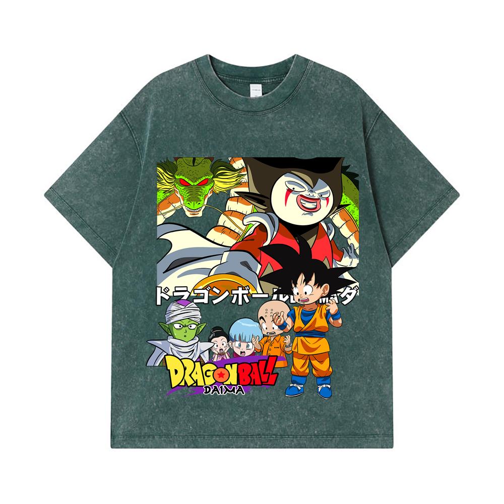 275 GSM Washed T-shirts 100% Cotton Dragon Ball V19 Daima Print Unisex Heavy Cotton T Shirt