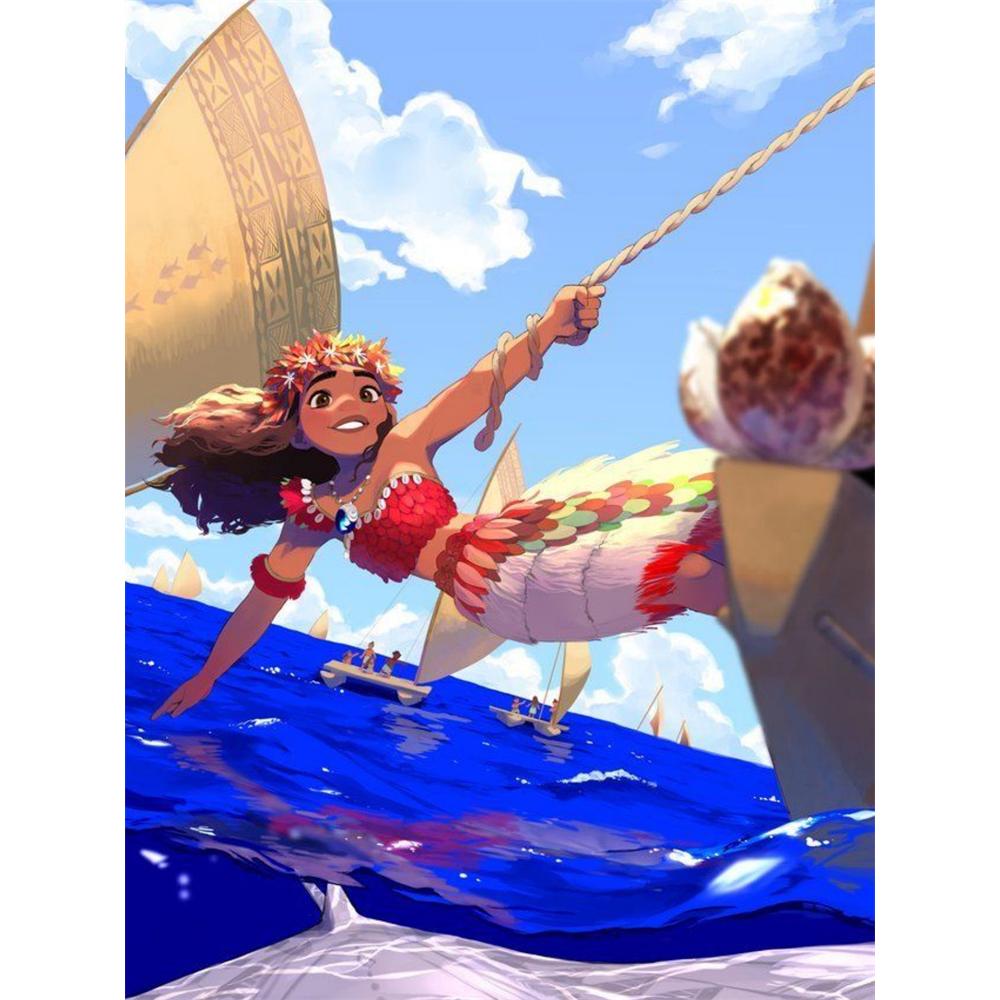 

Disney Diamond Painting 5D DIY Moana Fan Art Illustration Art Mosaic Embroidery Decoration Cross Stitch Gift Round 20x30cm