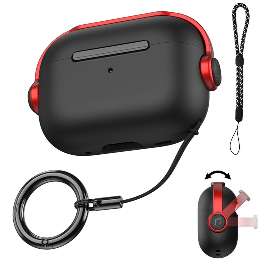 (Black-White) for AirPods Pro 3 with Phone Holder Safety Lock Protective Case for Apple AirPods Pro 3rd Generation with Lanyard