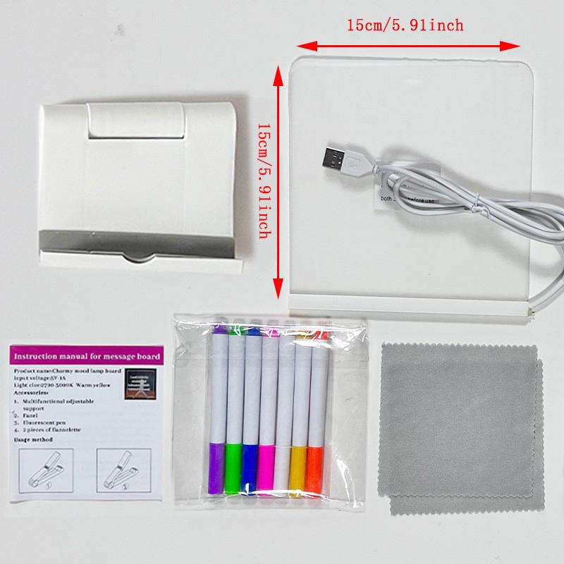 Acrylic Clear Light Up Drawing Board,Glow Erasable Memo Led Magic Board , Kids Diy Toys , With 7 Color Markers Pen And Stand