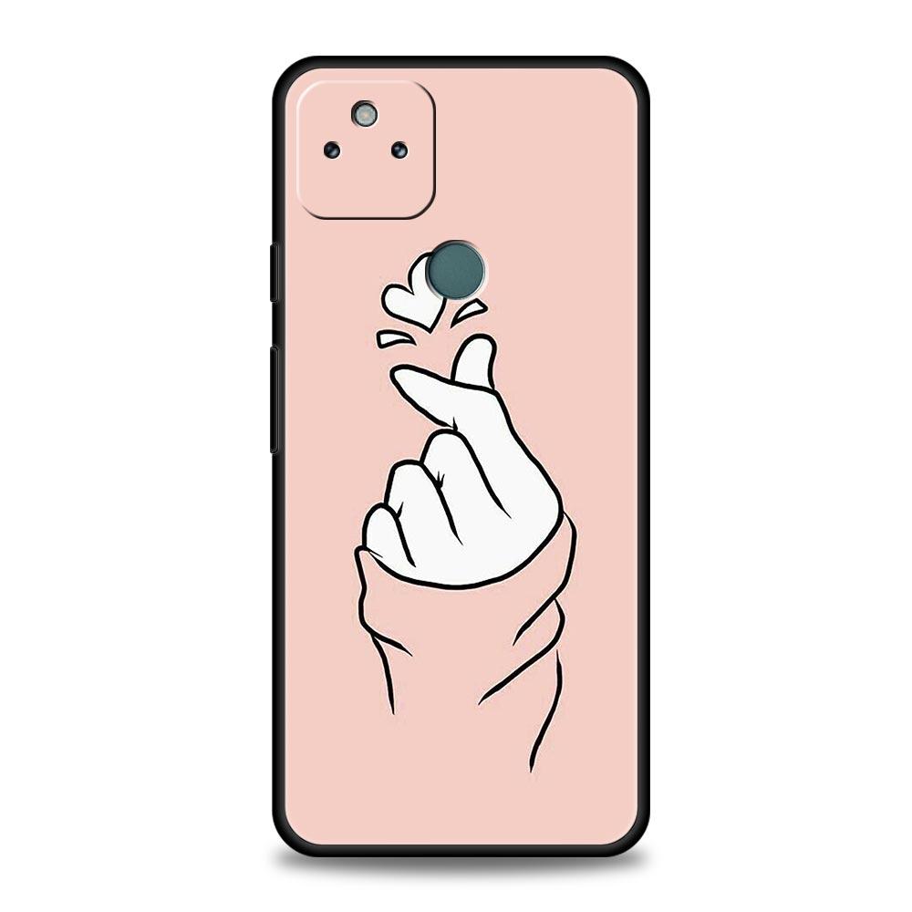 

Phone Case Cover for Google Pixel 10 9 8 7 6 7A 6A Pro Shockproof Soft TPU 10 9 Pro XL Shell Capas Fundas Black White Love Kpop Pixel 6A