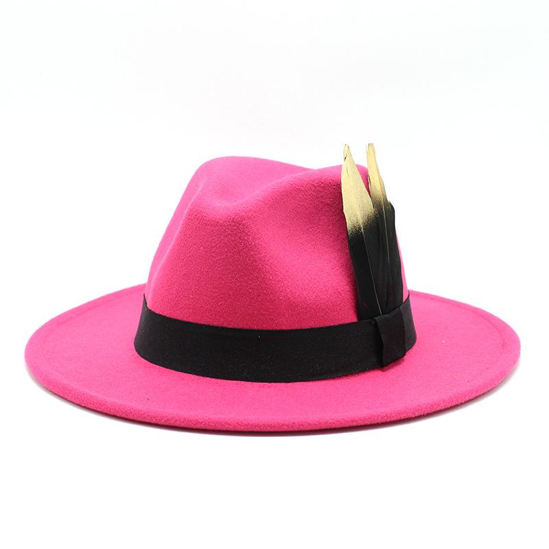 Panama Top Hat British Versatile Flat Edge Jazz Hat Woolen Top Hat Men'S And Women'S Hats