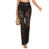 Sexy Sheer Lace Flared Pants European and American Sexy Perspective Flower Lace Pants Trumpet pants Trousers